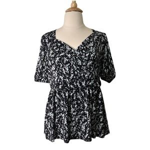 Lane Bryant Patterned Peplum Top, Size 18/20